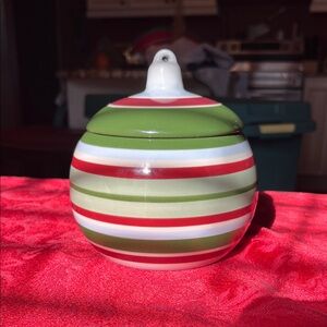 Longaberger Festive Striped Holiday Jar